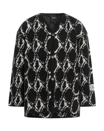 Just Cavalli Man Cardigan Black Size 3xl Wool, Acrylic, Polyamide, Mohair Wool In Black