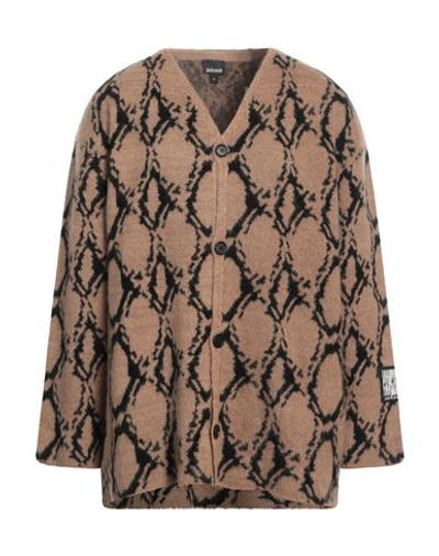 Shop Just Cavalli Man Cardigan Camel Size Xl Wool, Acrylic, Polyamide, Mohair Wool In Beige