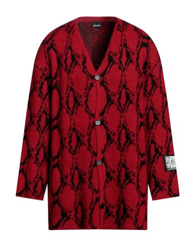 Shop Just Cavalli Man Cardigan Red Size M Wool, Acrylic, Polyamide, Mohair Wool