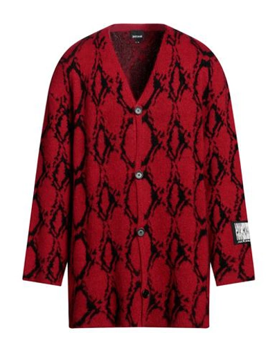 Just Cavalli Man Cardigan Red Size M Wool, Acrylic, Polyamide, Mohair Wool In Red