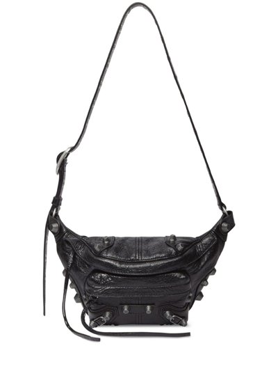 Shop Balenciaga Black Le Cagole Studded Belt Bag In 1000 -black