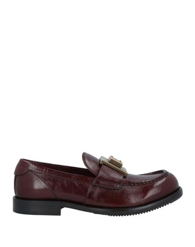 Dolce & Gabbana Man Loafers Burgundy Size 7 Calfskin In Red