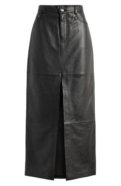 Shop Reformation Veda Tazz Leather Midi Skirt In Black