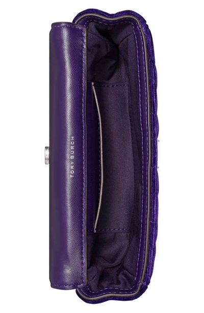 Tory Burch Kira Velvet Mini Flap Bag In Deep Charoite