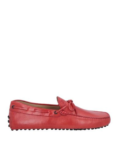 Shop Tod's Man Loafers Tomato Red Size 9 Soft Leather