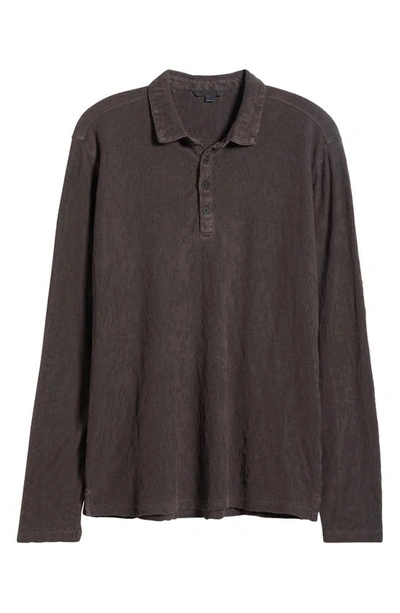 Shop John Varvatos Adam Jacquard Long Sleeve Polo In Dark Brown