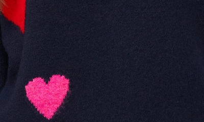 Cece Women's Short-sleeve All Over Heart Sweater In Classic Navy