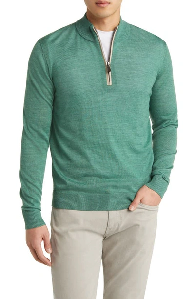 Shop Johnnie-o Baron Half Zip Wool Blend Sweater In Palm