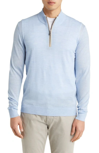Shop Johnnie-o Baron Half Zip Wool Blend Sweater In Maliblu