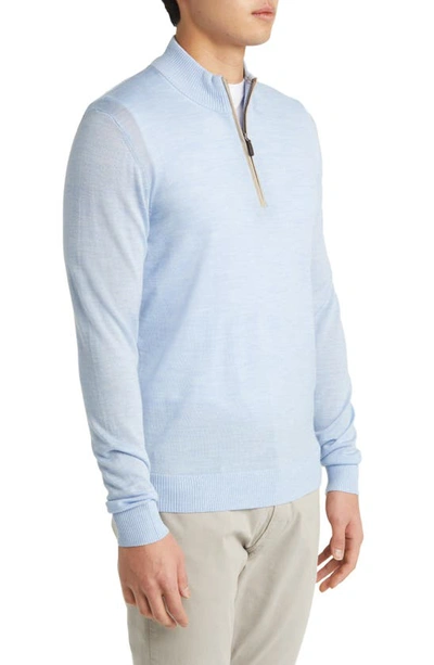 Shop Johnnie-o Baron Half Zip Wool Blend Sweater In Maliblu