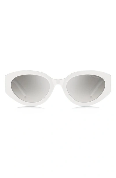 Shop Marc Jacobs 54mm Round Sunglasses In White Grey/ Grey Ms Silver