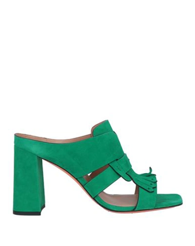 Santoni Woman Sandals Green Size 12 Soft Leather In Green