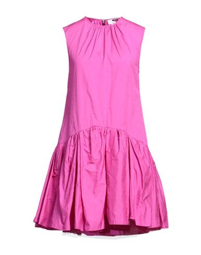 Shop Msgm Woman Mini Dress Fuchsia Size 4 Polyester, Polyamide In Pink
