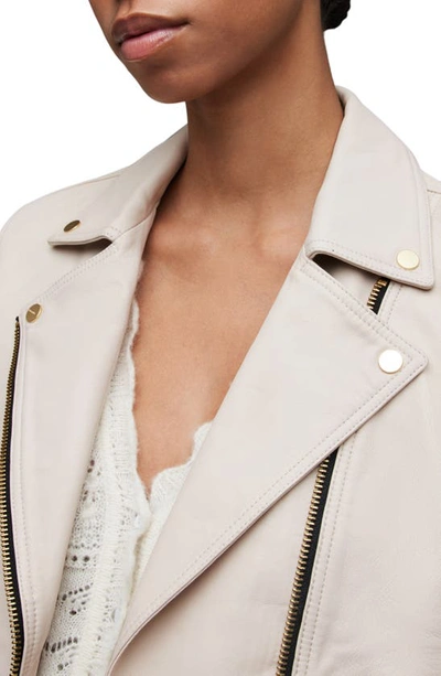 Shop Allsaints Dalby Leather Moto Jacket In Ivory White
