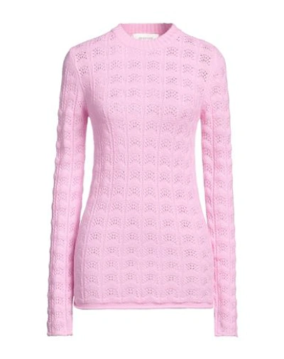 Sportmax Perforated Pattern Crewneck Sweater In Pink
