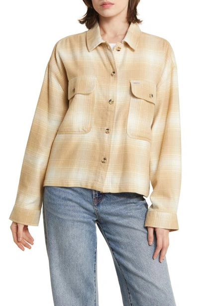 Shop Brixton Bowery Plaid Cotton Flannel Button-up Shirt In Sesame/ Off White