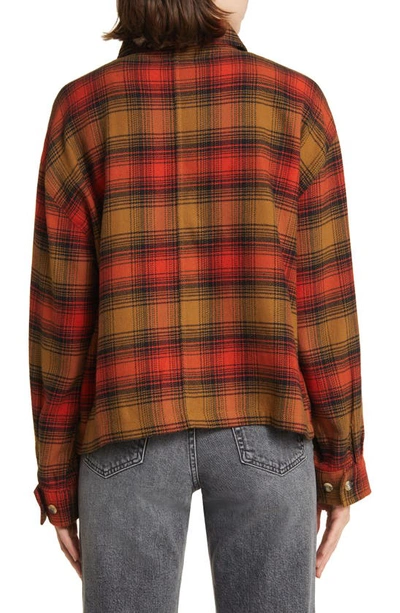 Shop Brixton Bowery Plaid Cotton Flannel Button-up Shirt In Washed Copper/ Barn Red