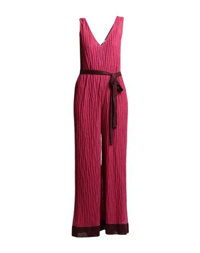 Shop M Missoni Woman Jumpsuit Garnet Size 4 Viscose, Polyester, Polyamide In Red