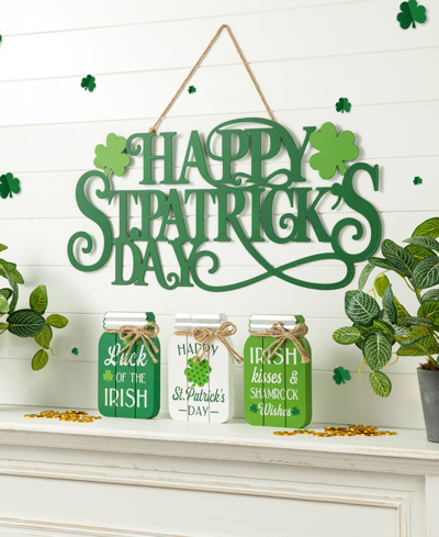 Glitzhome 24" L Metal "happy St. Patrick's Day" Wall Decor In Green