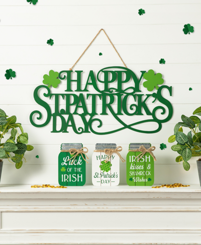 Glitzhome 24" L Metal "happy St. Patrick's Day" Wall Decor In Green