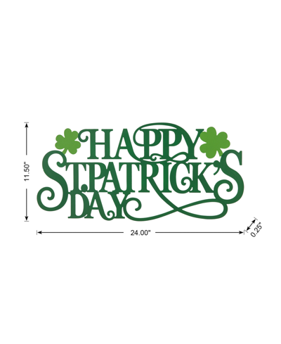 Glitzhome 24" L Metal "happy St. Patrick's Day" Wall Decor In Green
