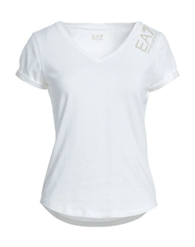 Shop Ea7 Woman T-shirt Off White Size Xl Cotton, Elastane