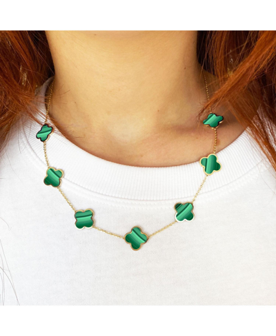 Shop The Lovery Large Malachite Clover Necklace In Green