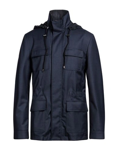Shop Pal Zileri Man Jacket Navy Blue Size 44 Virgin Wool
