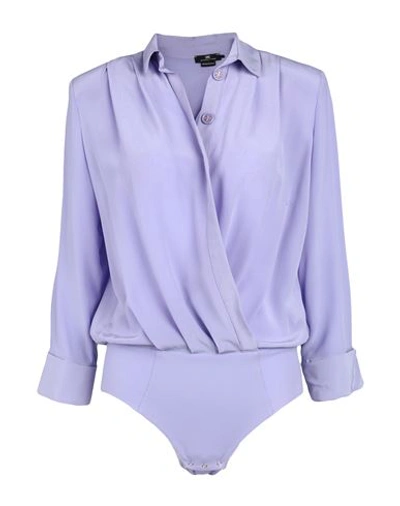 Shop Elisabetta Franchi Woman Bodysuit Light Purple Size 2 Silk