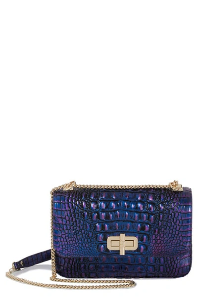 Shop Brahmin Rosalie Croc Embossed Leather Convertible Crossbody Bag In Neptune