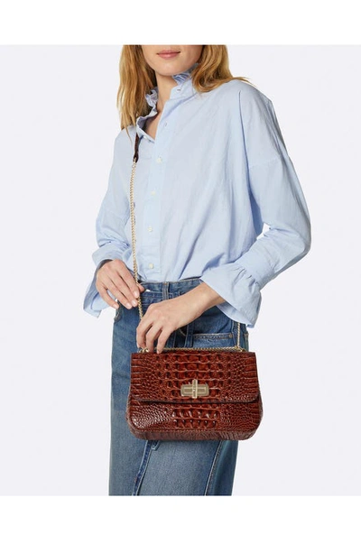 Brahmin Rosalie Croc Embossed Leather Convertible Crossbody Bag In Neptune