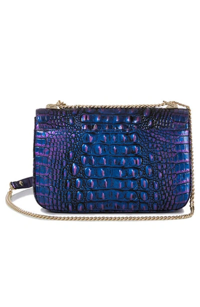 Brahmin Rosalie Croc Embossed Leather Convertible Crossbody Bag In Neptune