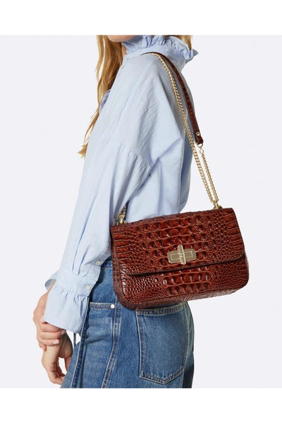 Brahmin Rosalie Croc Embossed Leather Convertible Crossbody Bag In Neptune