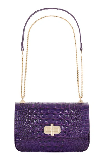 Shop Brahmin Rosalie Croc Embossed Leather Convertible Crossbody Bag In Royal Purple