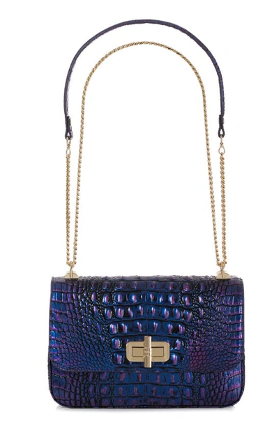 Brahmin Rosalie Croc Embossed Leather Convertible Crossbody Bag In Neptune