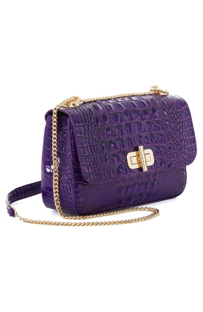 Shop Brahmin Rosalie Croc Embossed Leather Convertible Crossbody Bag In Royal Purple