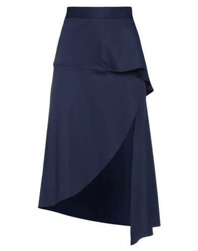 Shop Jw Anderson Woman Midi Skirt Navy Blue Size 8 Polyester, Elastane In Purple