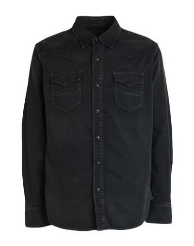 Shop Polo Ralph Lauren Classic Fit Denim Western Shirt Man Denim Shirt Black Size L Cotton