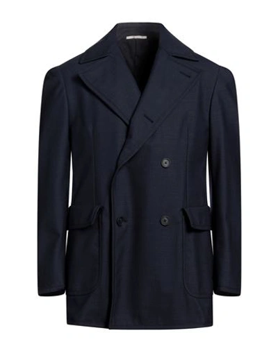 Shop Pal Zileri Man Overcoat Navy Blue Size 40 Wool