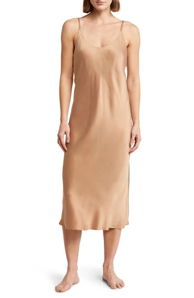 Shop Lunya Washable Silk Slipdress Nightgown In Hushed Tan