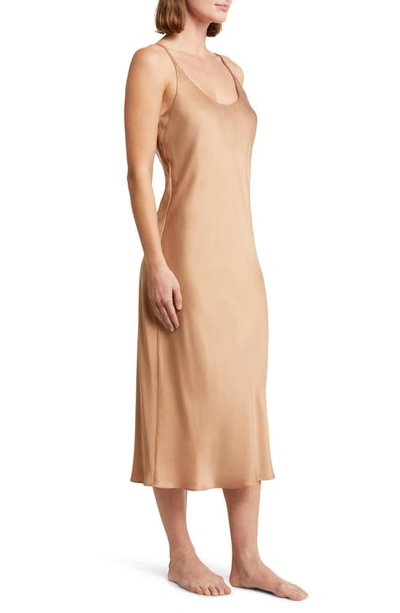 Shop Lunya Washable Silk Slipdress Nightgown In Hushed Tan