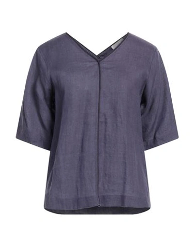 Alpha Studio Woman Top Dark Purple Size 14 Linen In Purple