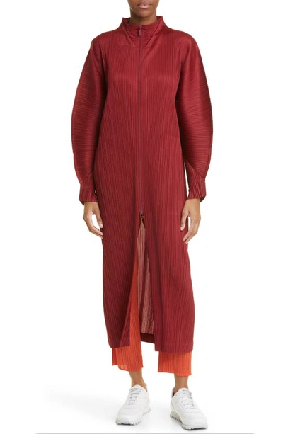 Shop Issey Miyake Monthly Colors November Pleated Crop Straight Leg Pants In Orange Red
