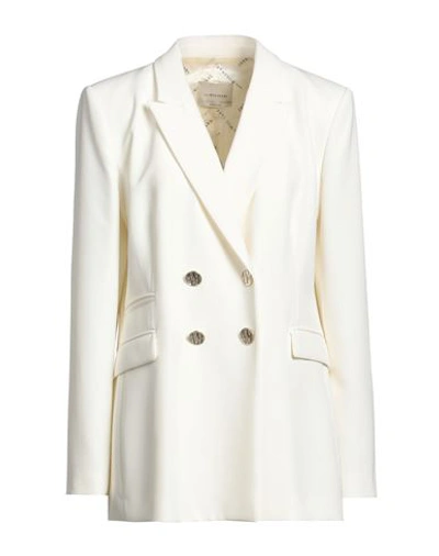 Shop Anna Molinari Woman Blazer Ivory Size 12 Polyester, Elastane In White