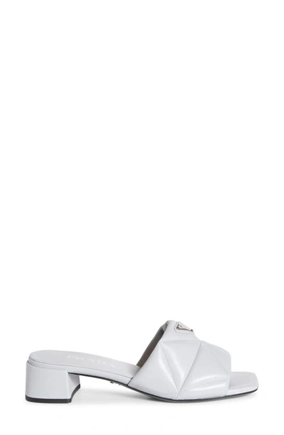 Shop Prada Diagram Slide Sandal In Light Grey
