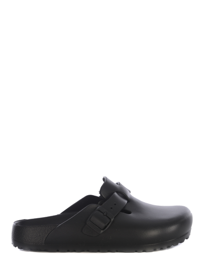 Birkenstock Boston Suede-trimmed Leather Clogs In Black