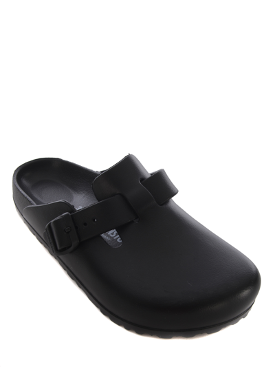 Birkenstock Boston Suede-trimmed Leather Clogs In Black
