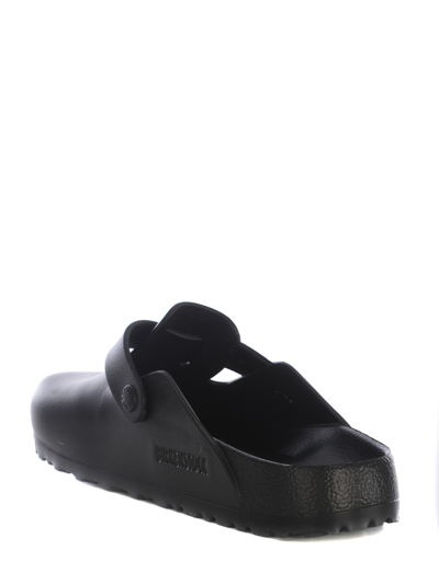 Birkenstock Boston Suede-trimmed Leather Clogs In Black