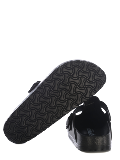 Birkenstock Boston Suede-trimmed Leather Clogs In Black