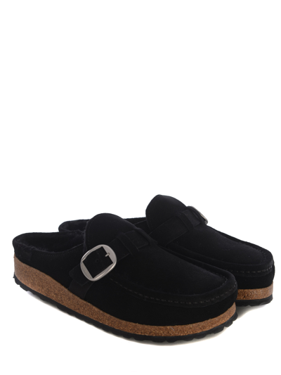 Birkenstock Black Buckley Shearling Suede Slip-on Shoes